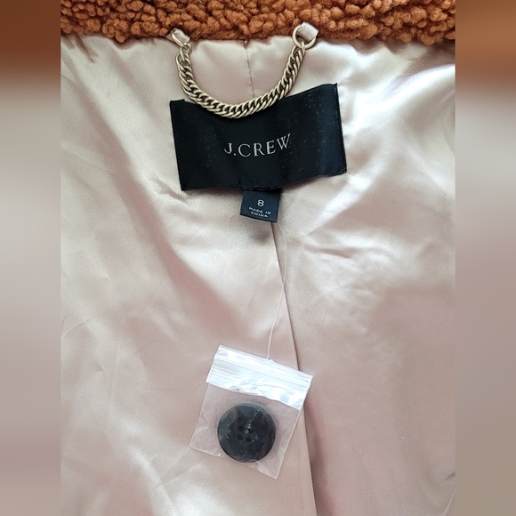 J. Crew Double Breasted Teddy Sherpa Topcoat Sz 8 NEW - Picture 5 of 5